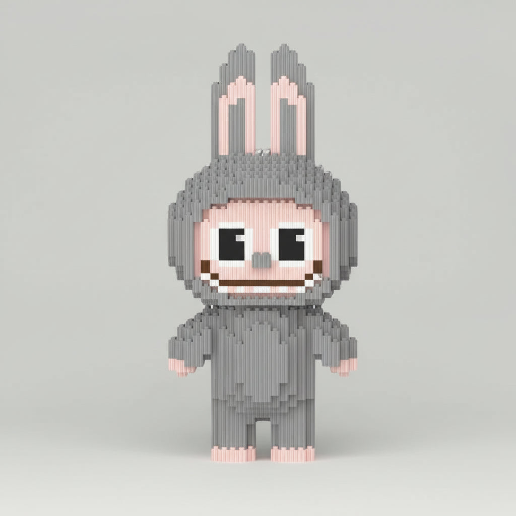 Grijze Labubu | Bouwsteentjes