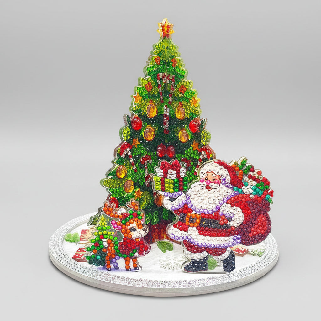 3D Kerstman bij de kerstboom | Diamond painting