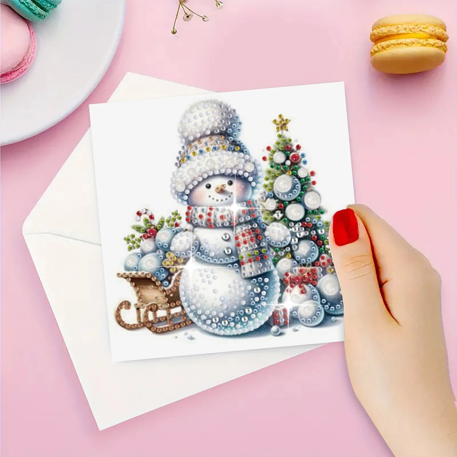 Sneeuwpop kaarten | 6 stuks | Diamond Painting
