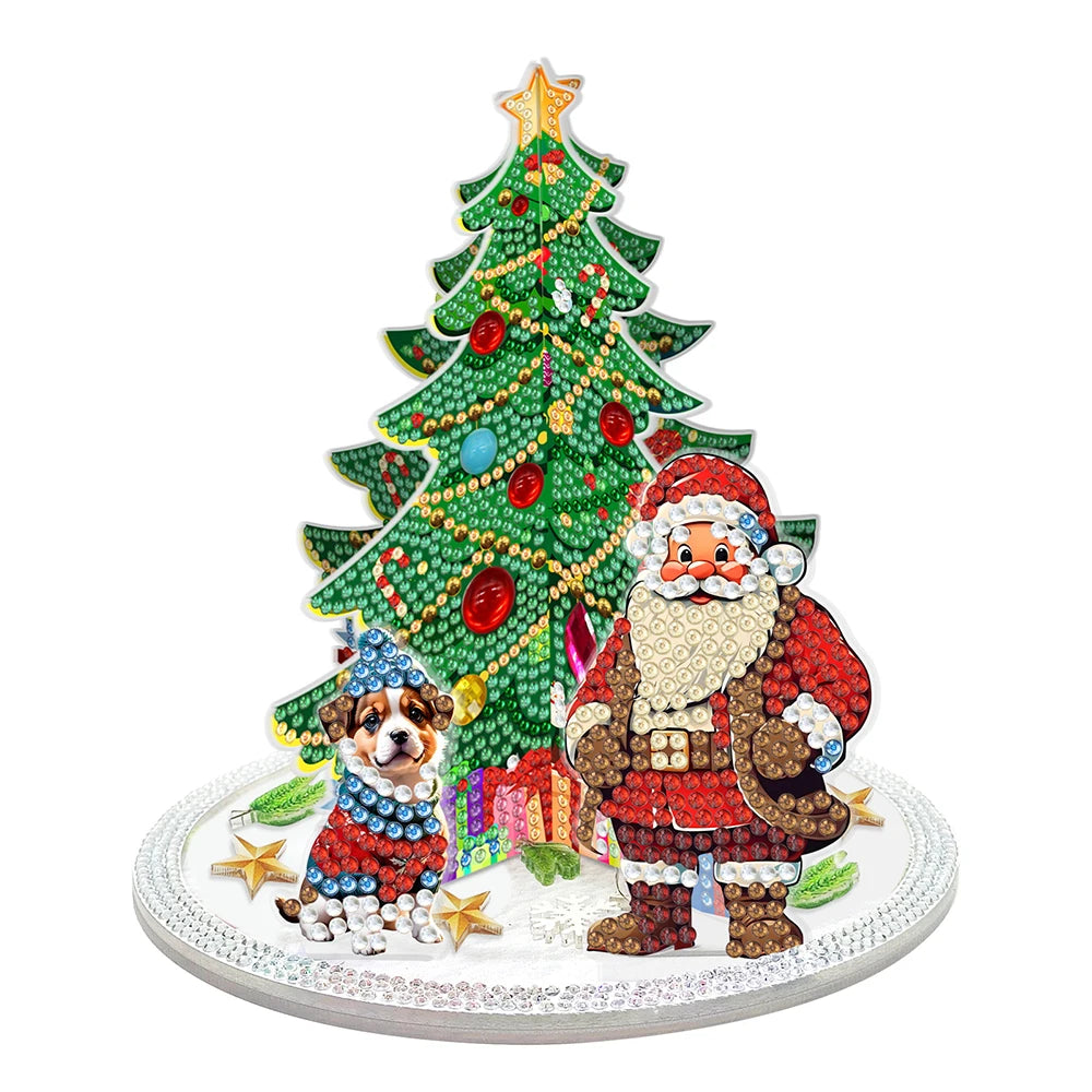 3D Kerstman bij de kerstboom | Diamond painting
