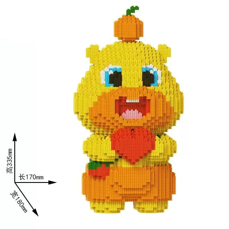 Gele teddybeer met hart | Bouwsteentjes