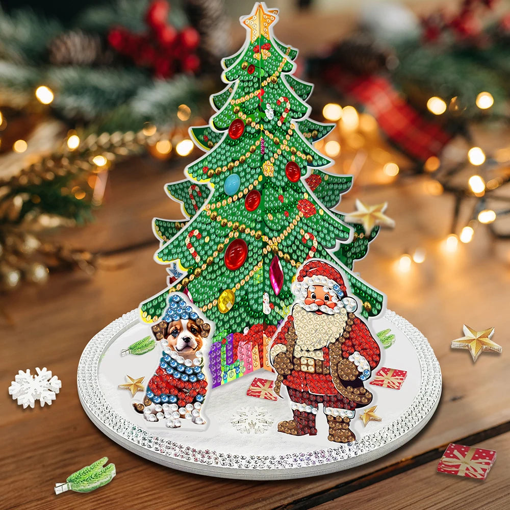 3D Kerstman bij de kerstboom | Diamond painting