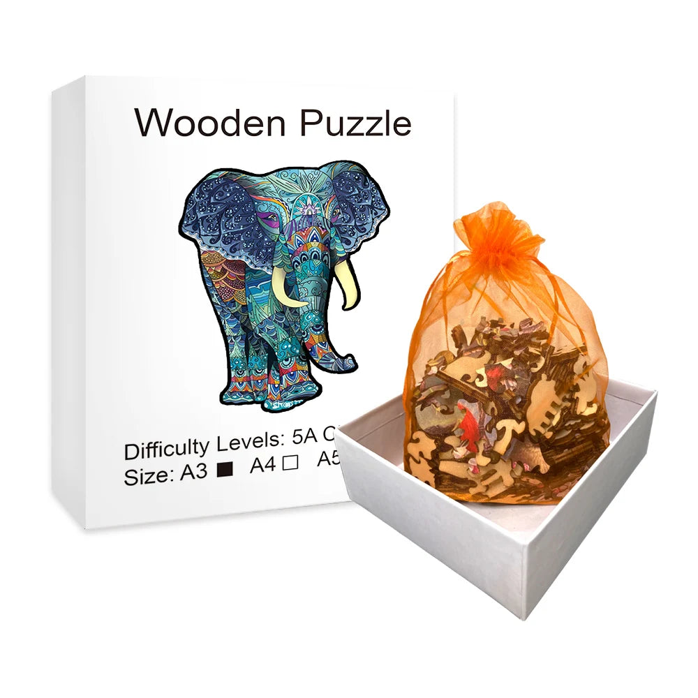 Blauwe Olifant | Houten Puzzel