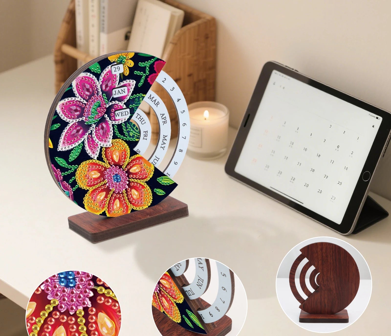 Roze & oranje bloem | Kalender | Diamond painting