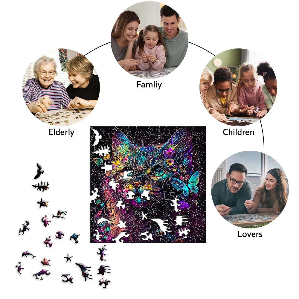 Kat met Vlinders | Houten Puzzel