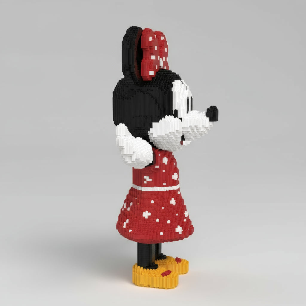 MEGA muis in rode jurk met strik | Bouwsteentjes