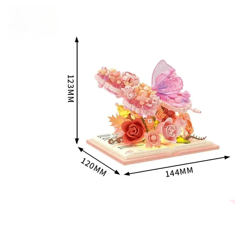 Roze Vlinder op boek | Bouwsteentjes
