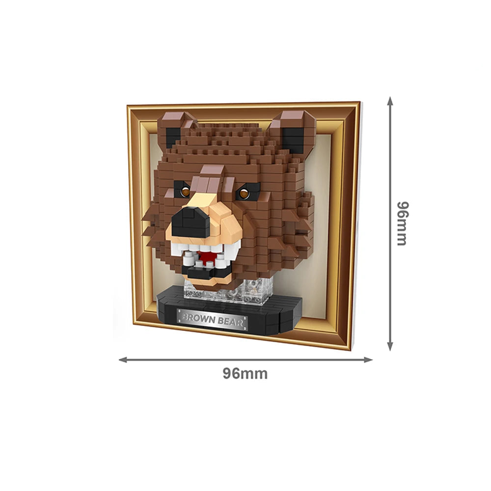 Mini 3D schilderij bruine beer | Bouwsteentjes