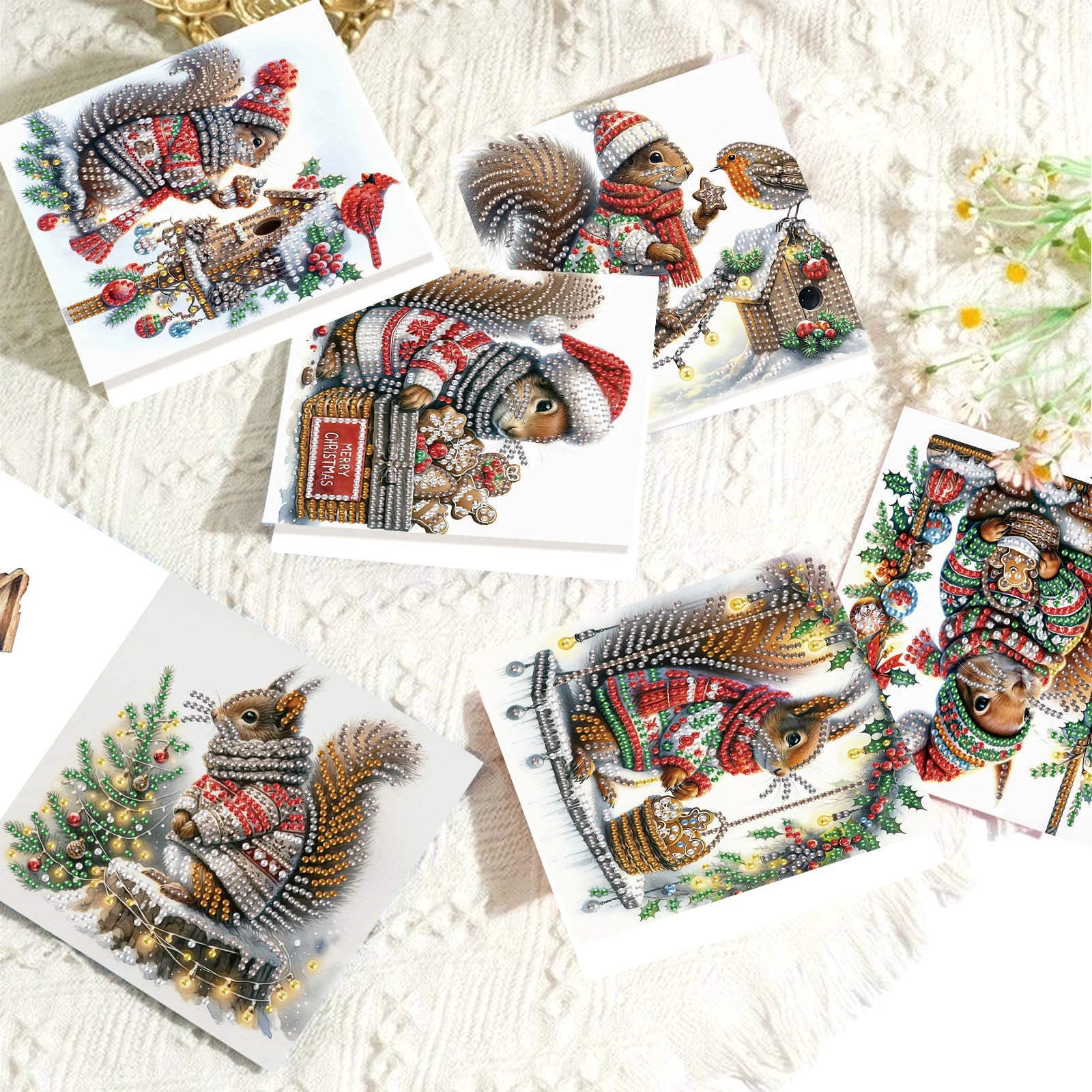 Kerst eekhoorn | 6 stuks | Diamond Painting