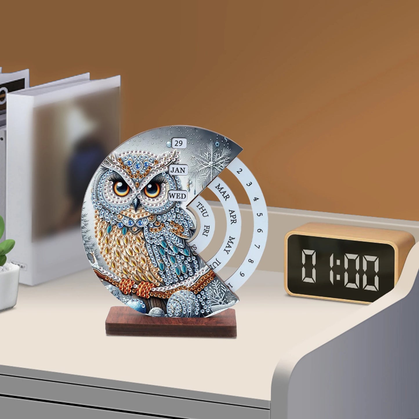 Grijze uil | Kalender | Diamond painting