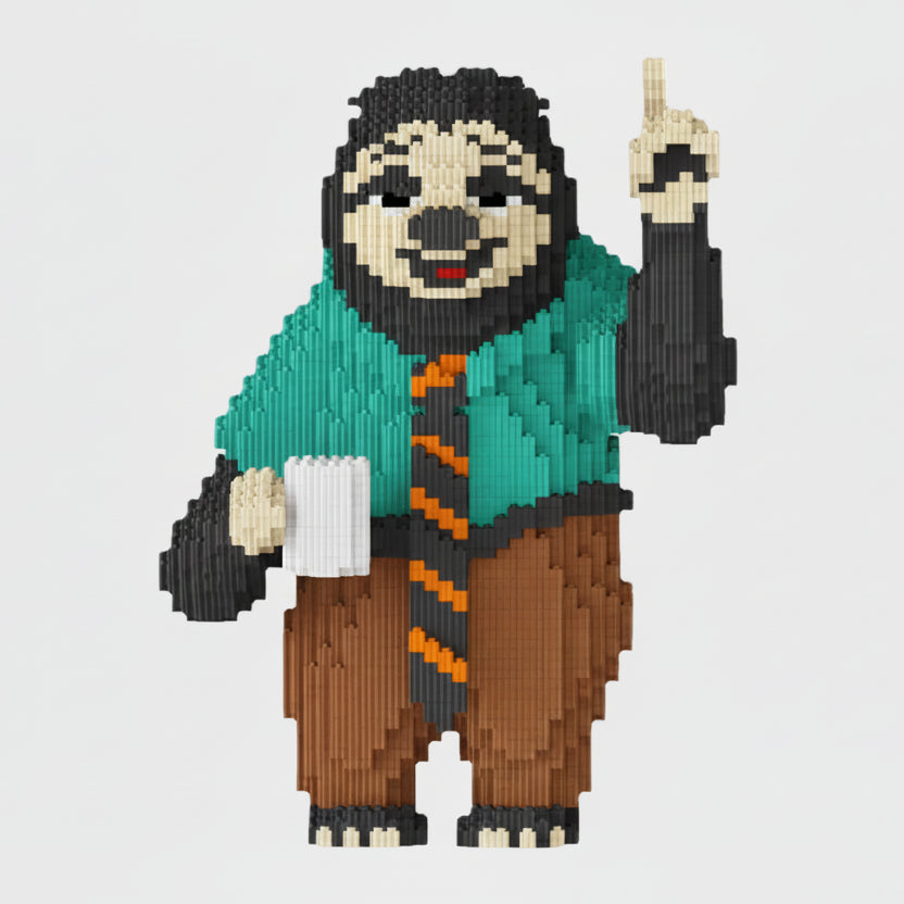 Luiaard in kantoor kleding | Bouwsteentjes