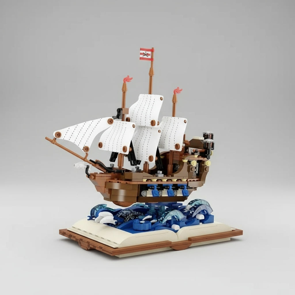 Schip op boek | Bouwsteentjes