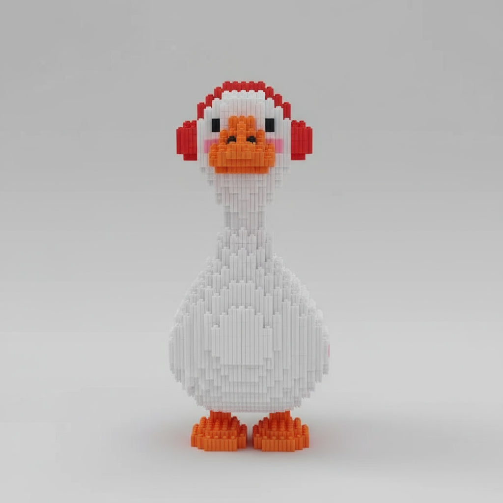 Gans met koptelefoon | Bouwsteentjes