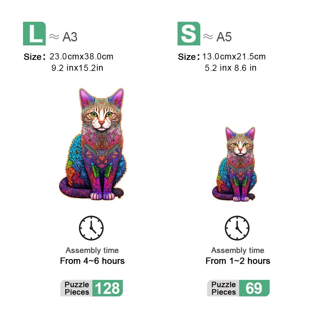 Kleurrijke Kat | Houten Puzzel