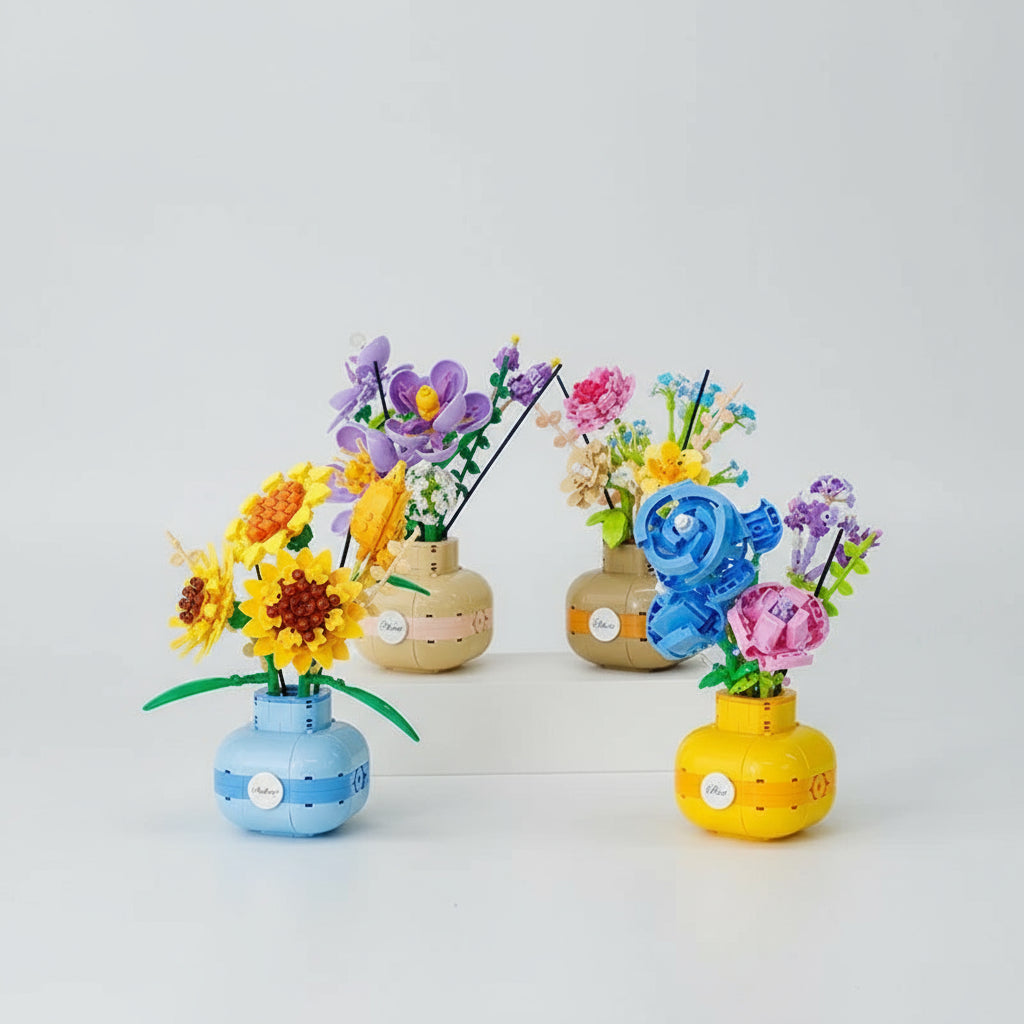 Zonnebloemen in vaas | Bouwsteentjes