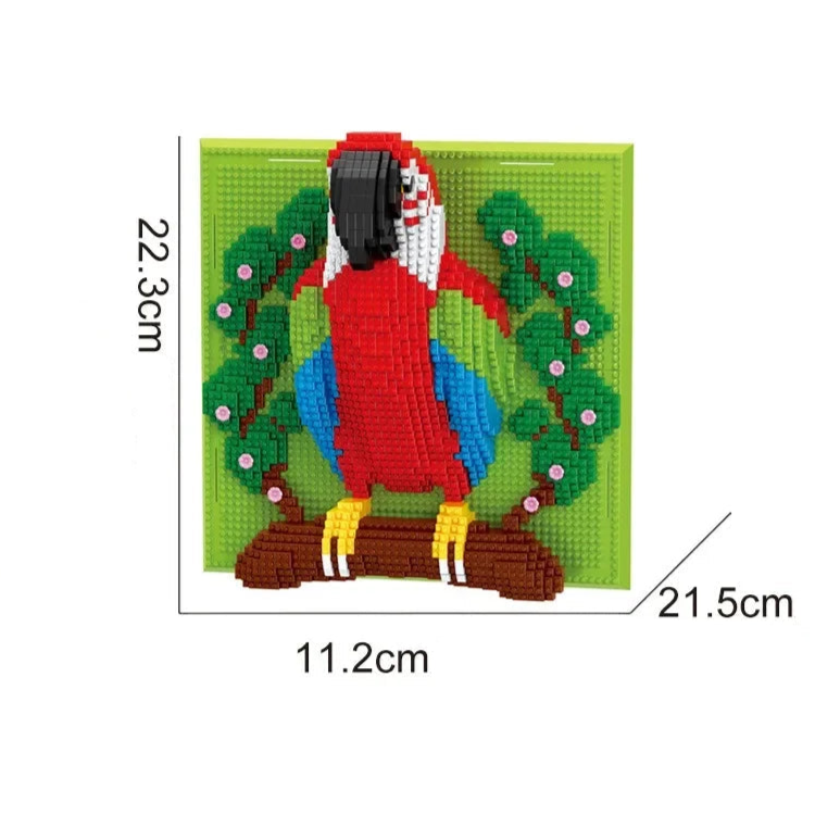 Papegaai op Bouwplaat | Bouwsteentjes