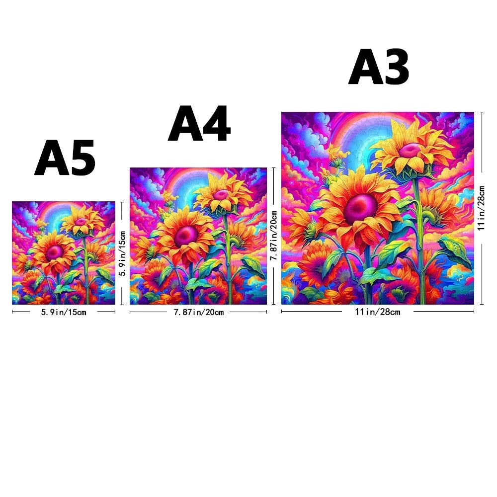 Vrolijke zonnebloemen | Houten Puzzel
