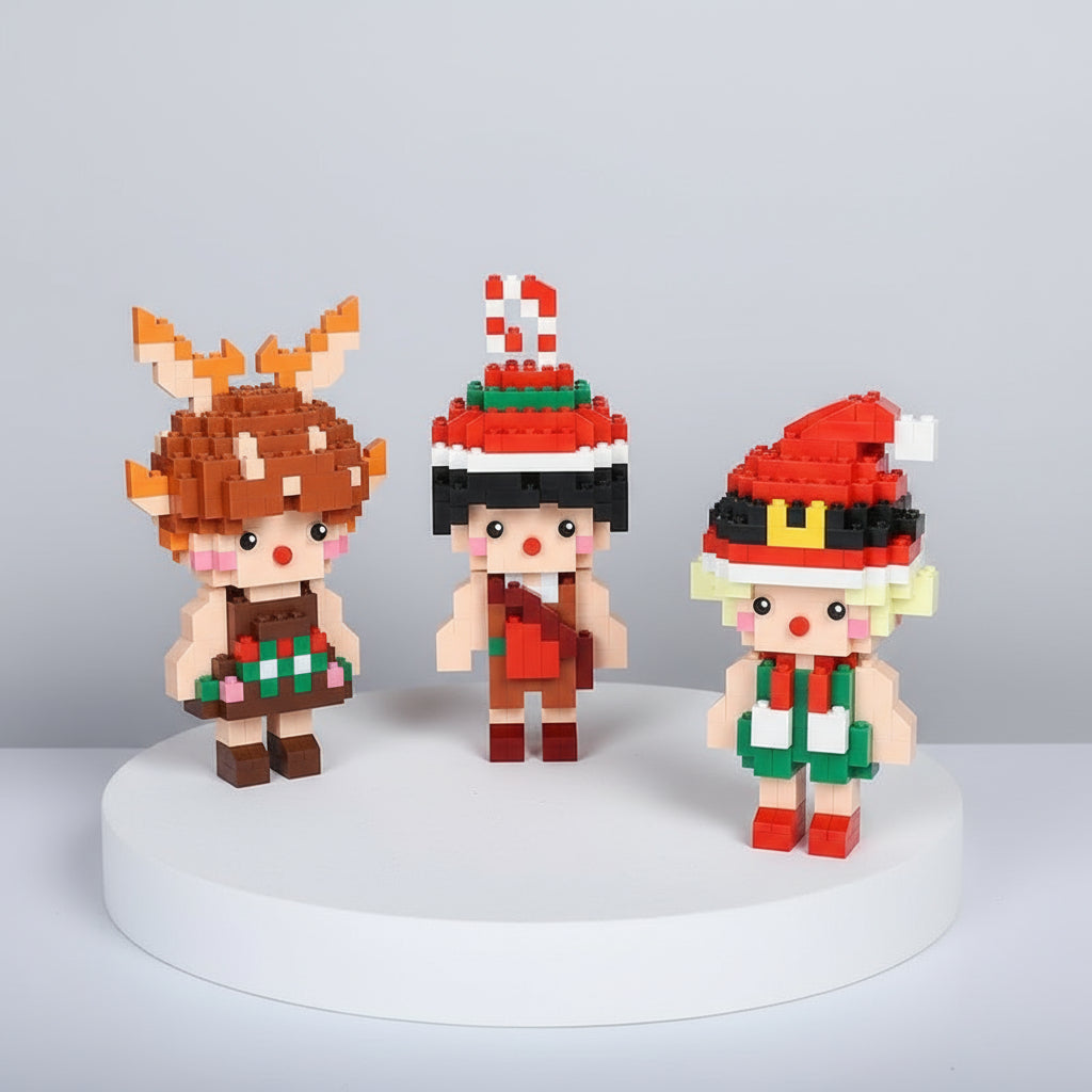 Kerstman met engeltjes | Bouwsteentjes