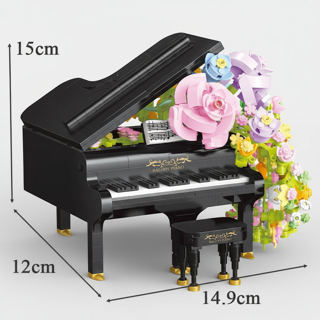 Piano met bloemen | Bouwsteentjes