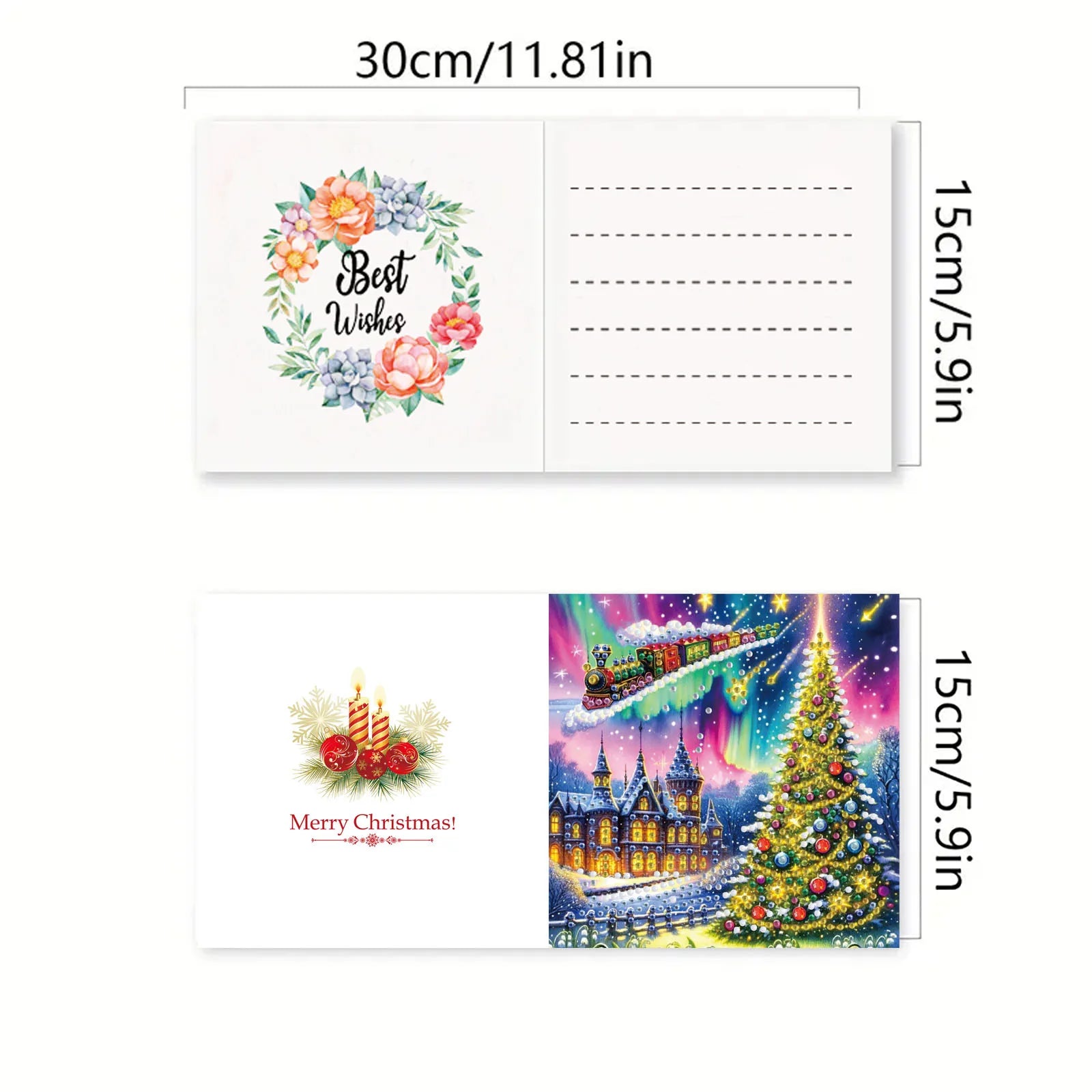 Kleurrijke kerstkaarten | 6 stuks | Diamond Painting
