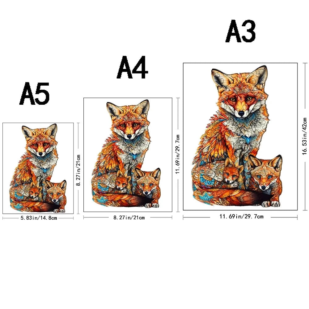 Vos met kleine vosjes | Houten Puzzel