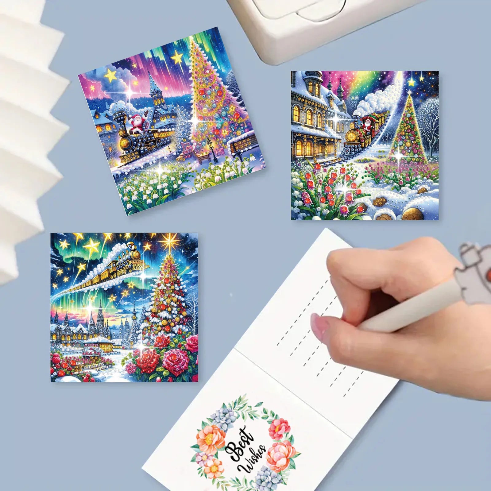 Kleurrijke kerstkaarten | 6 stuks | Diamond Painting