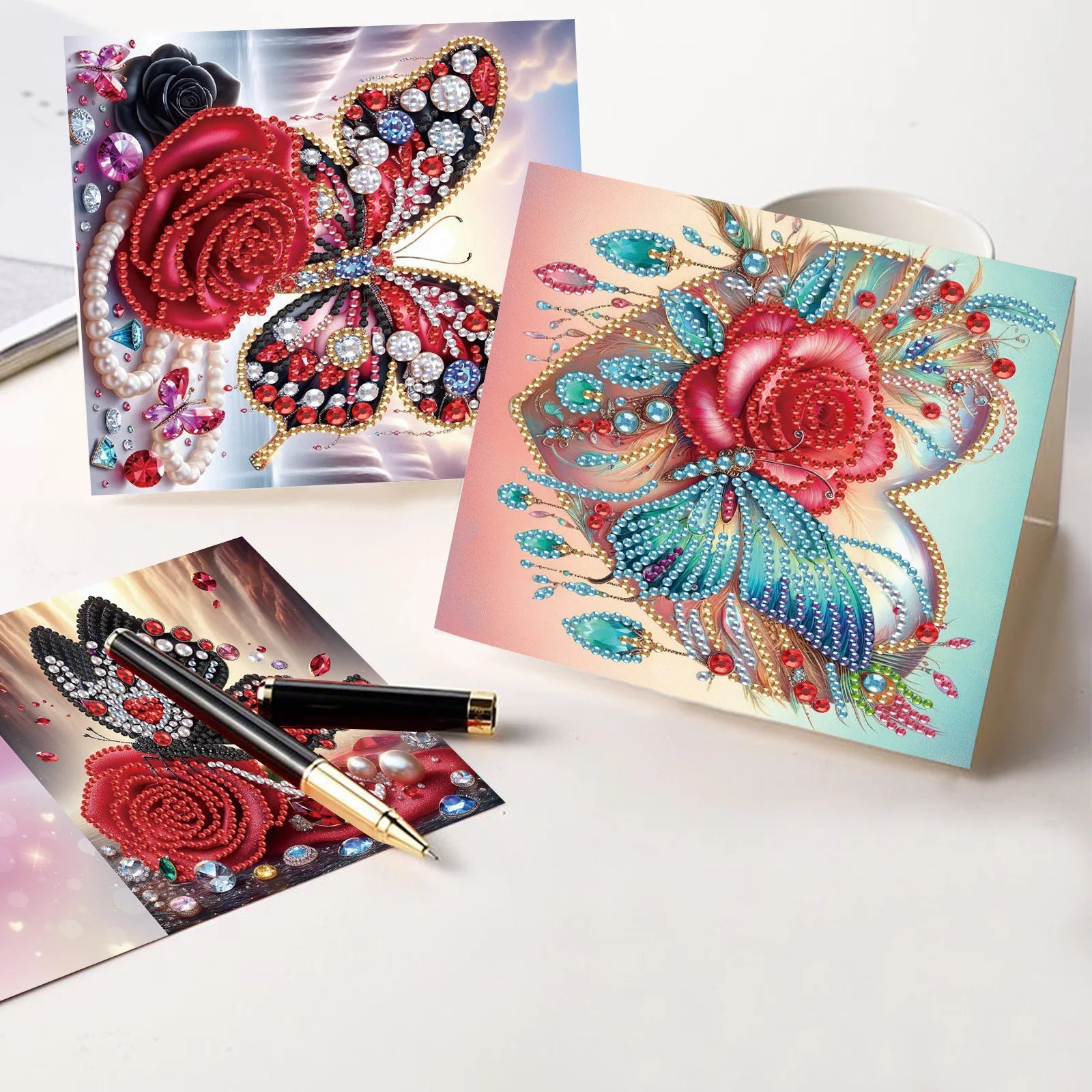 Vlinder kaarten | 8 stuks | Diamond Painting