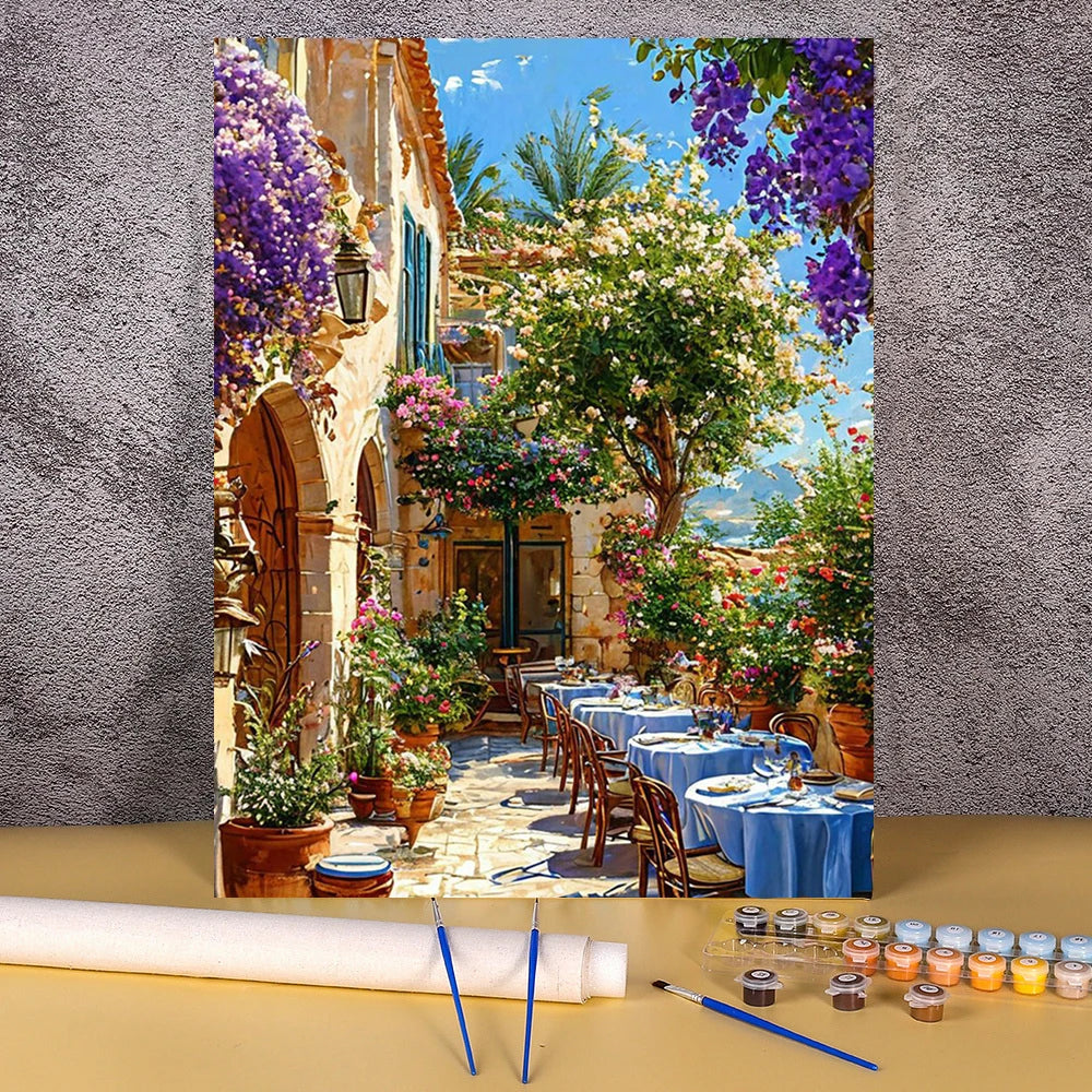 Terras met Bloemen | Schilderen op Nummer