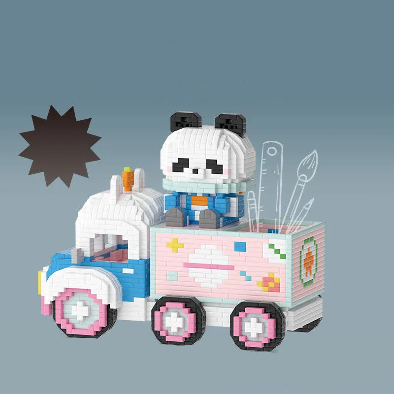 Panda in trein | Pennenbakje | Bouwsteentjes