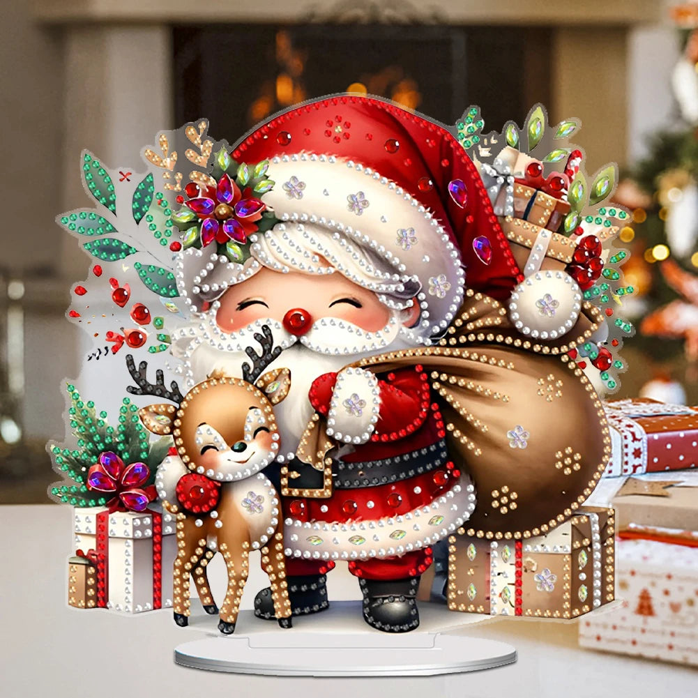 5D Kerstman met rendier | Diamond painting