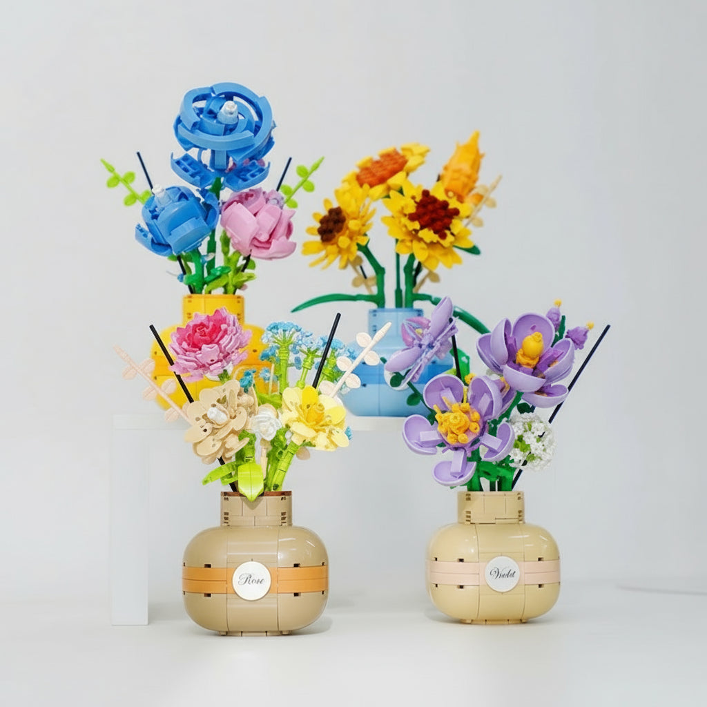 Zonnebloemen in vaas | Bouwsteentjes