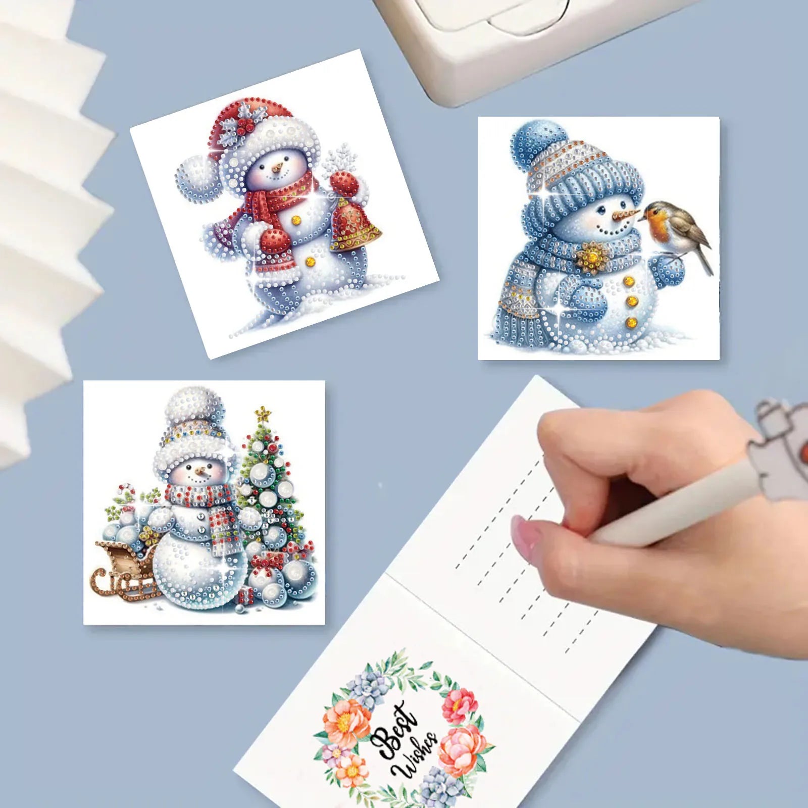 Sneeuwpop kaarten | 6 stuks | Diamond Painting