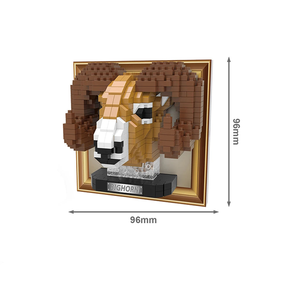 Mini 3D schilderij dikhoornschaap | Bouwsteentjes