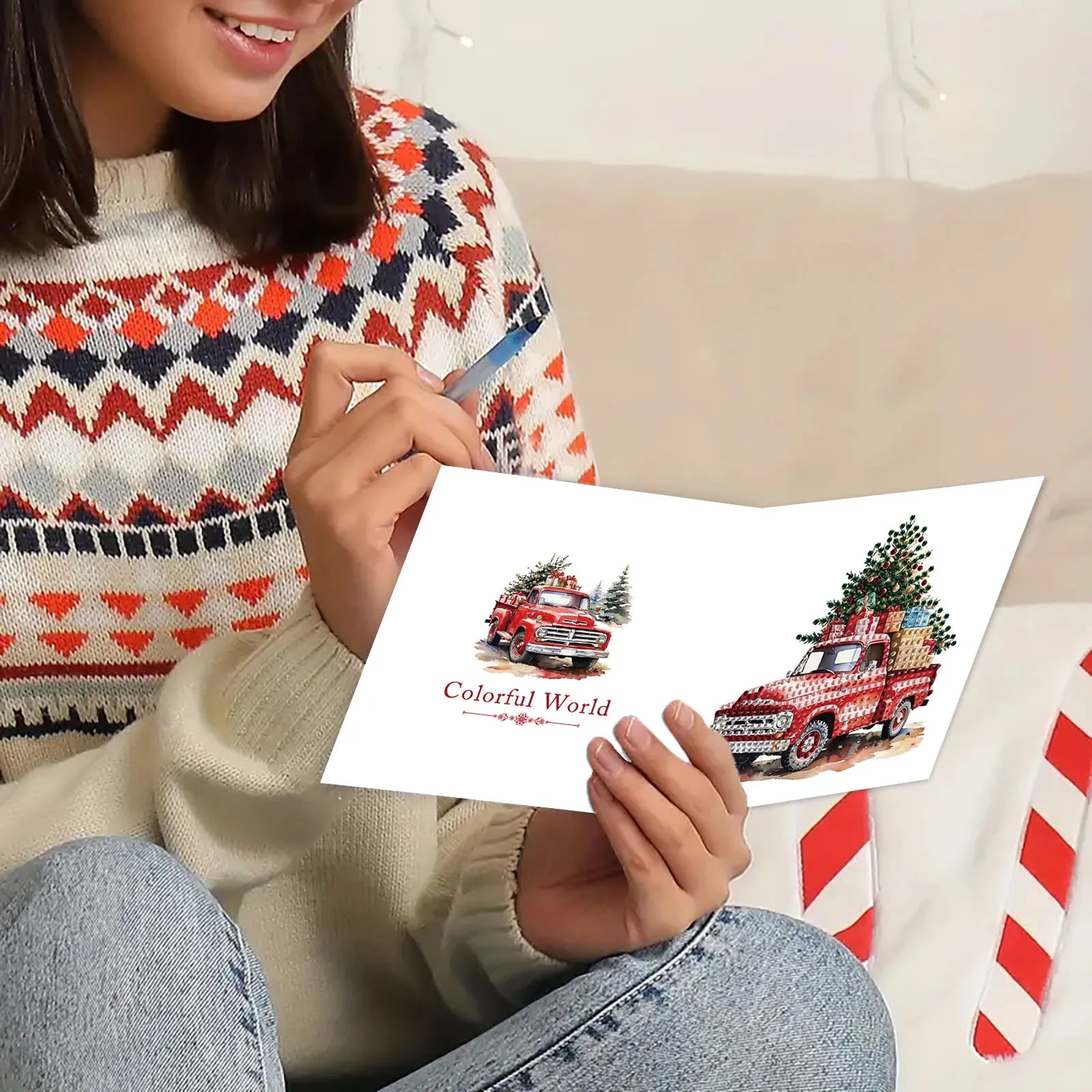 Auto kerstkaarten | 6 stuks | Diamond Painting