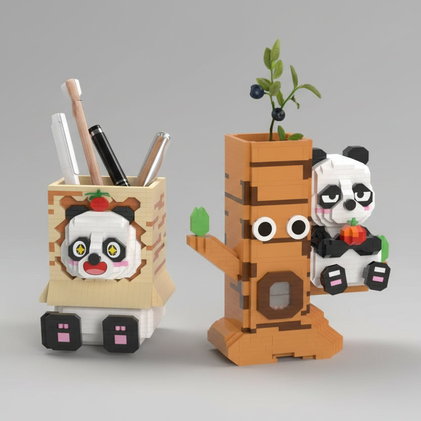 Panda in boom pennenhouder | Bouwsteentjes