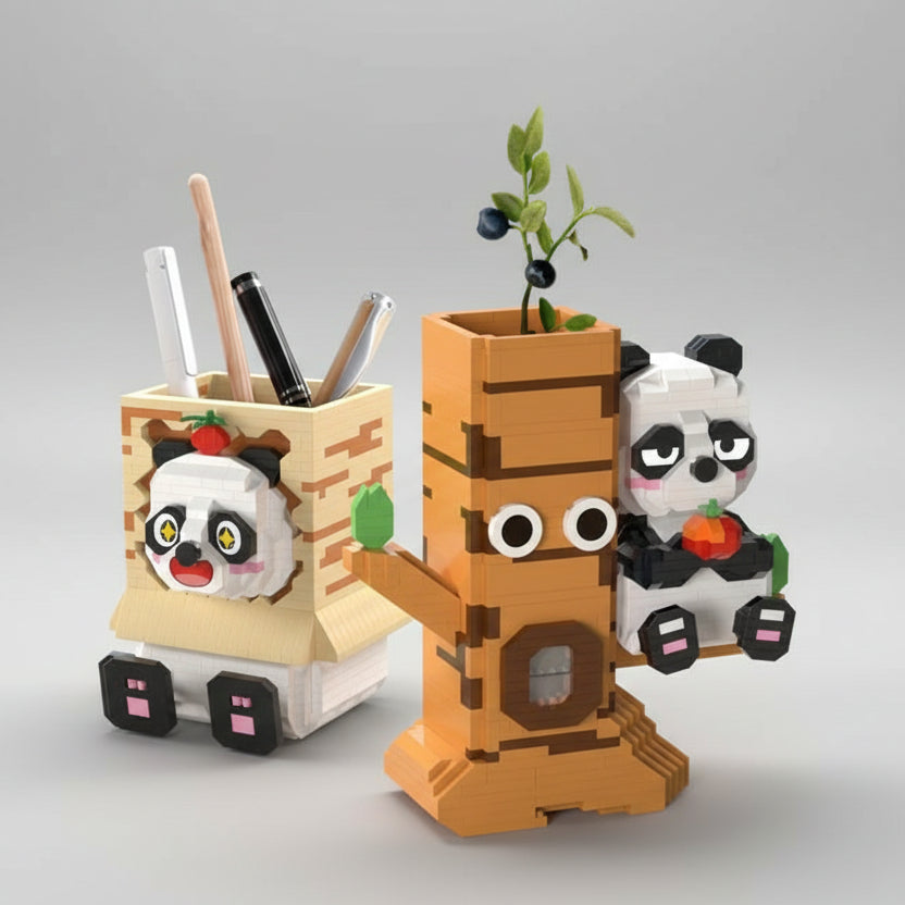 Panda in doos telefoonhouder | Bouwsteentjes