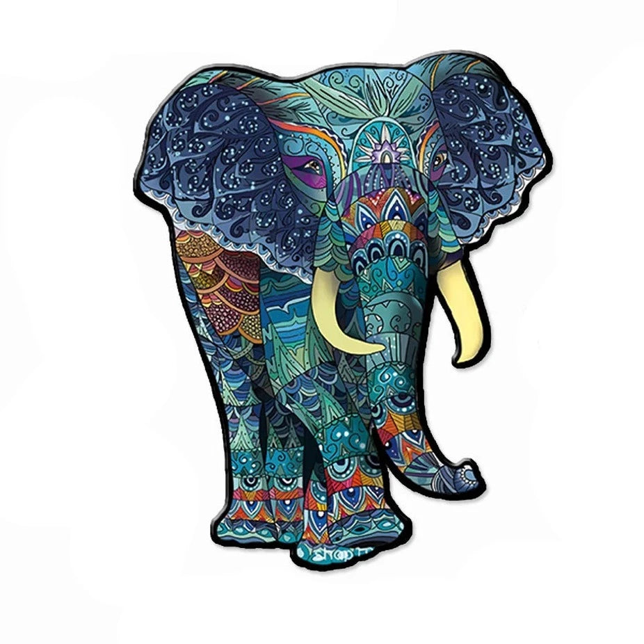 Blauwe Olifant | Houten Puzzel