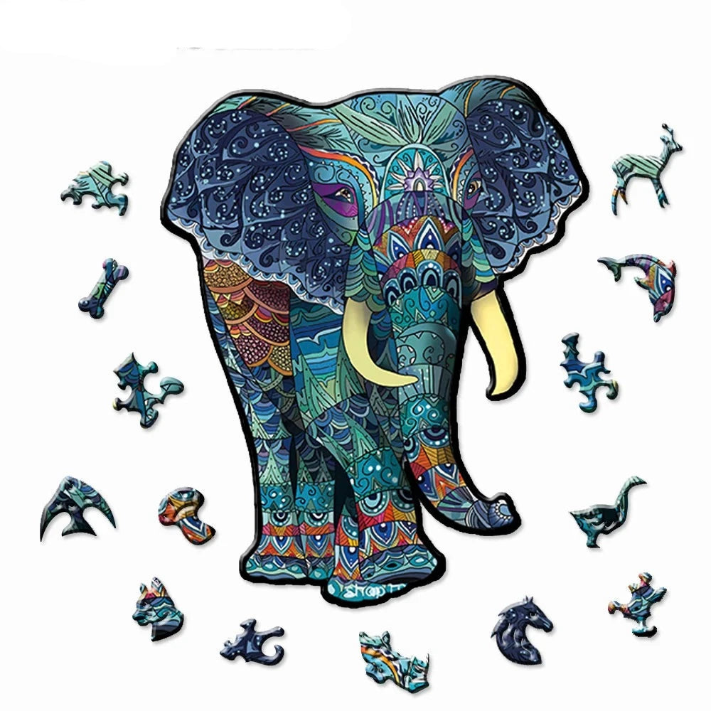 Blauwe Olifant | Houten Puzzel