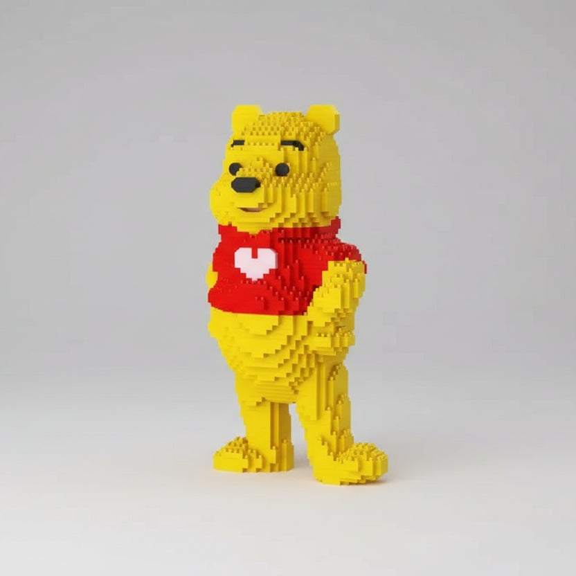 Gele beer met hartjes shirt | Bouwsteentjes