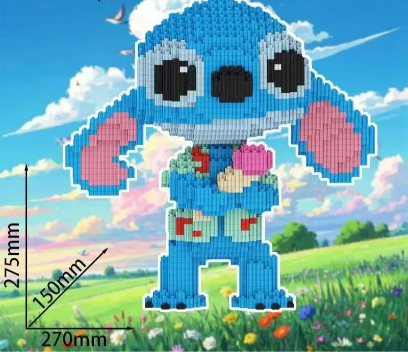 Schattig blauw wezen met ijsje | Bouwsteentjes