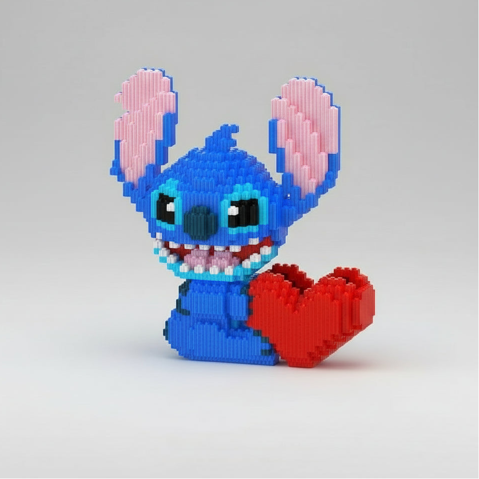 Blauw wezen hartjes pennenbakje | Bouwsteentjes