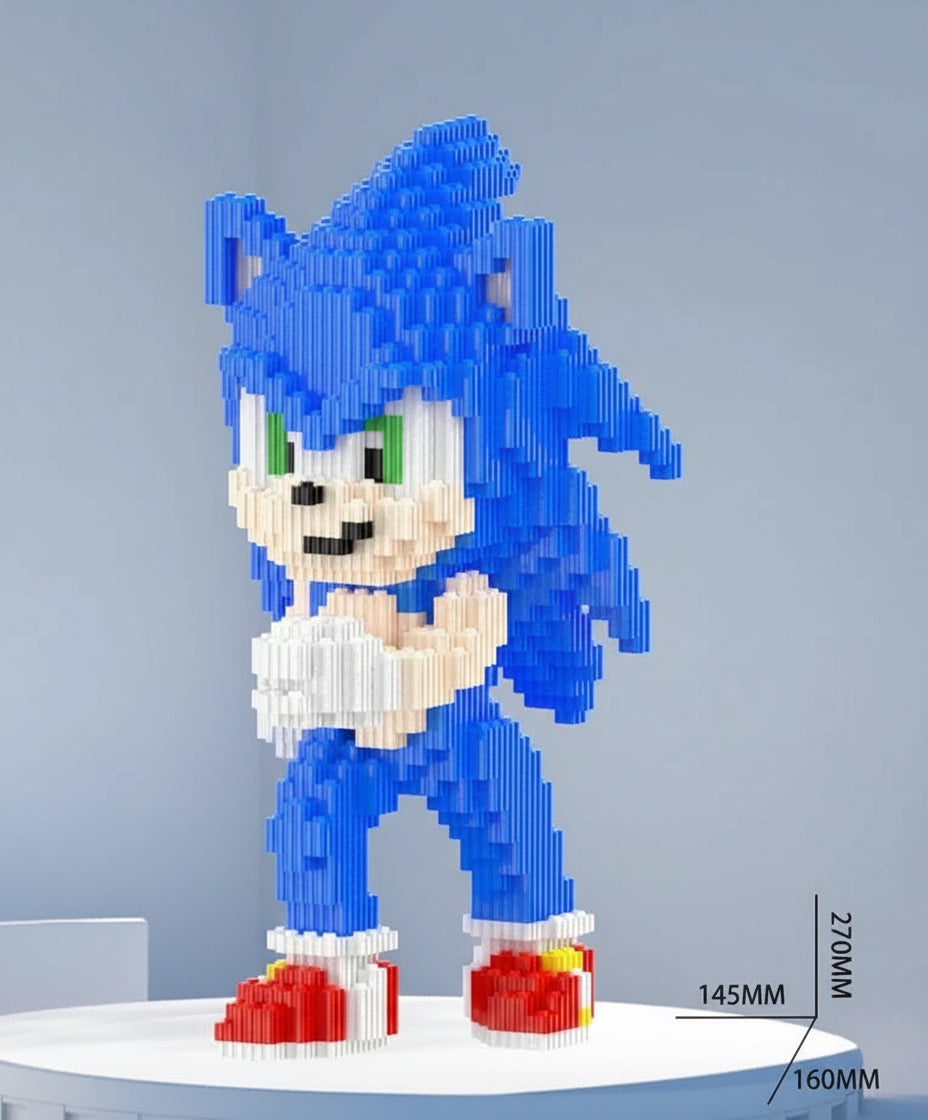 Blauw snelheidswezen met rode schoenen | Bouwsteentjes