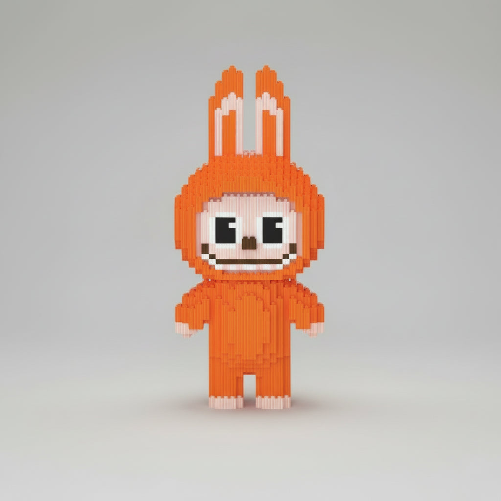 Oranje labubu | Bouwsteentjes