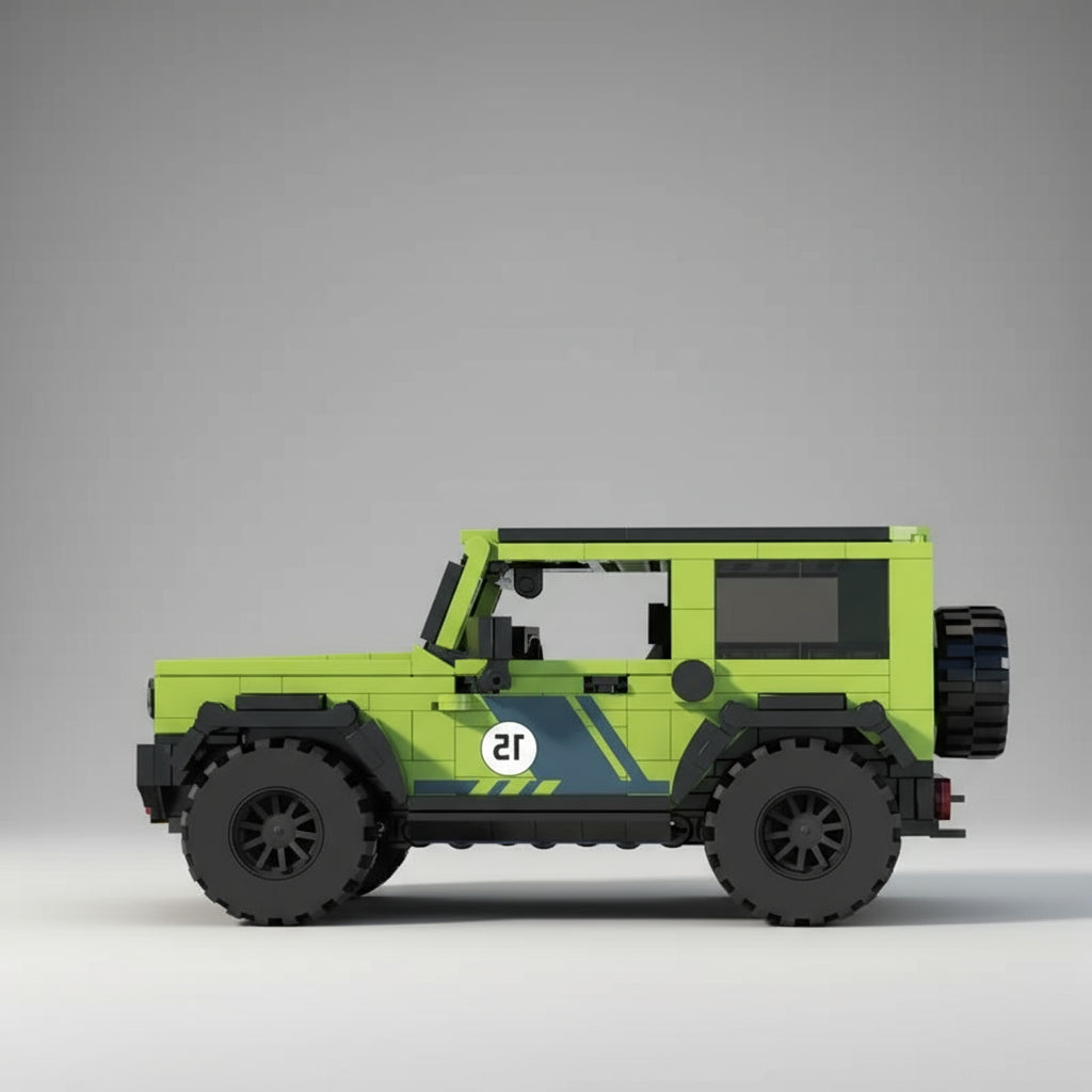 Groene race auto | Bouwsteentjes