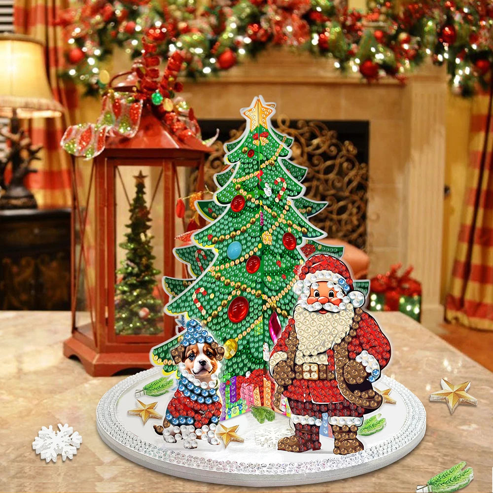 3D Kerstman bij de kerstboom | Diamond painting
