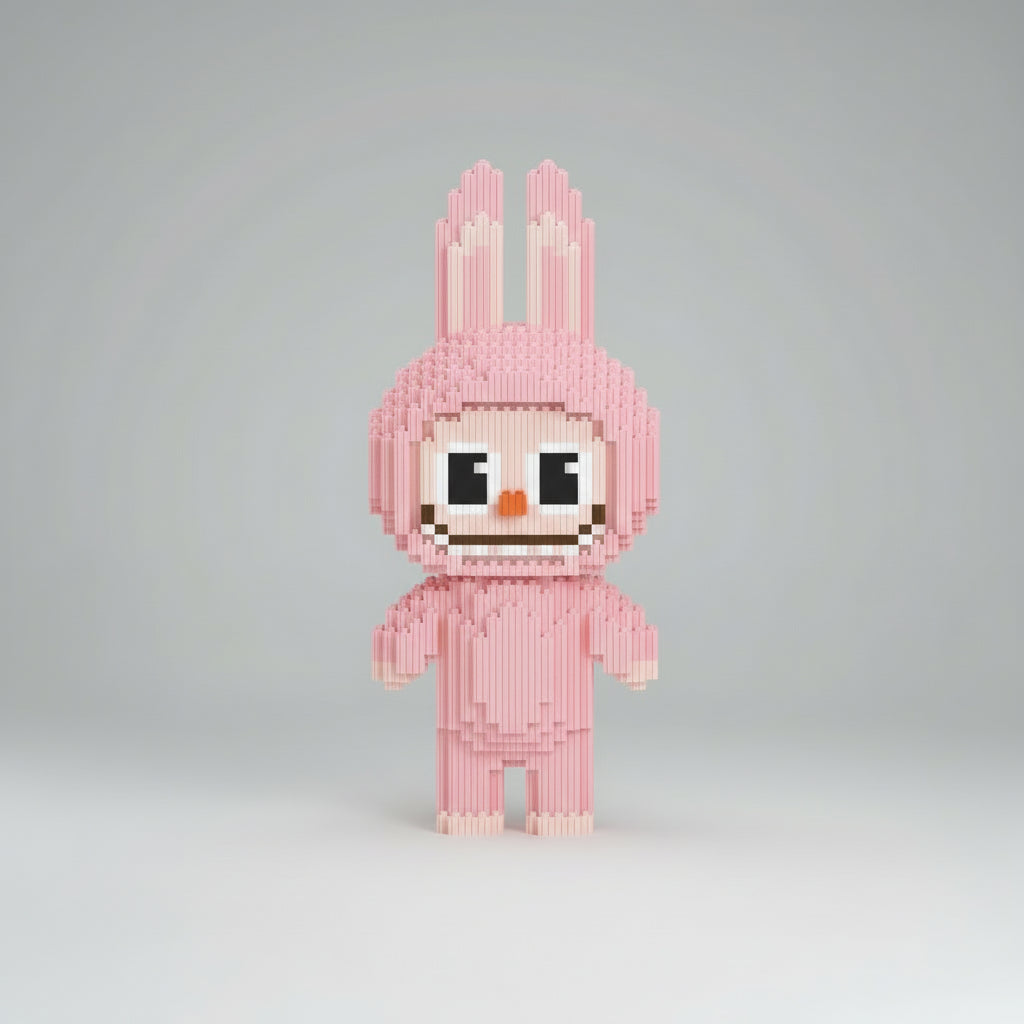 Roze labubu | Bouwsteentjes