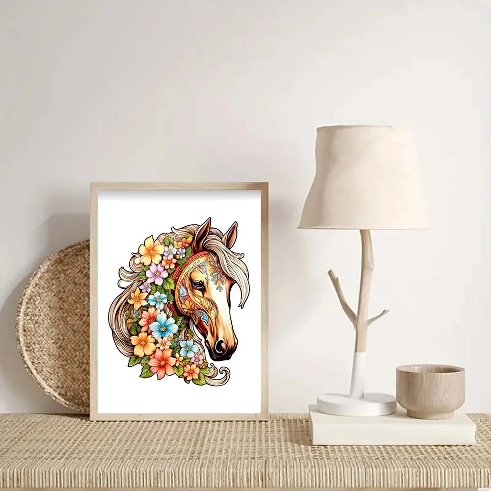 Paard met Bloemen | Houten Puzzel