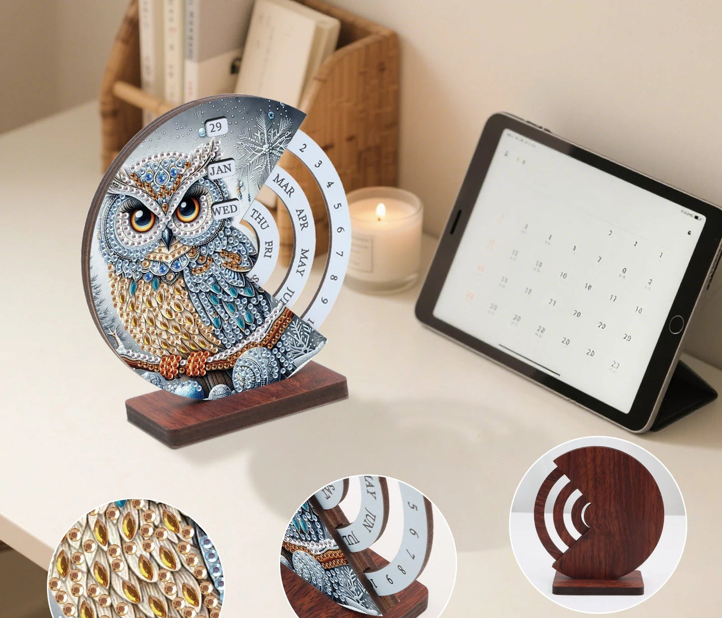 Grijze uil | Kalender | Diamond painting
