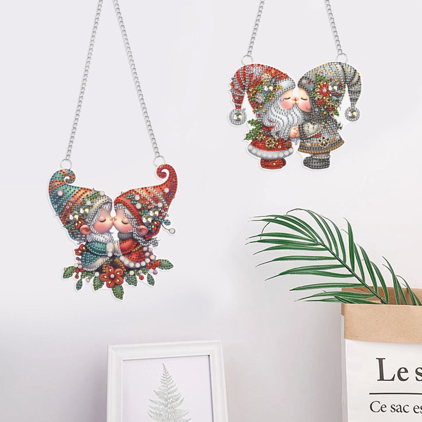 Decoractie hanger | kerst dwergen | Diamond painting