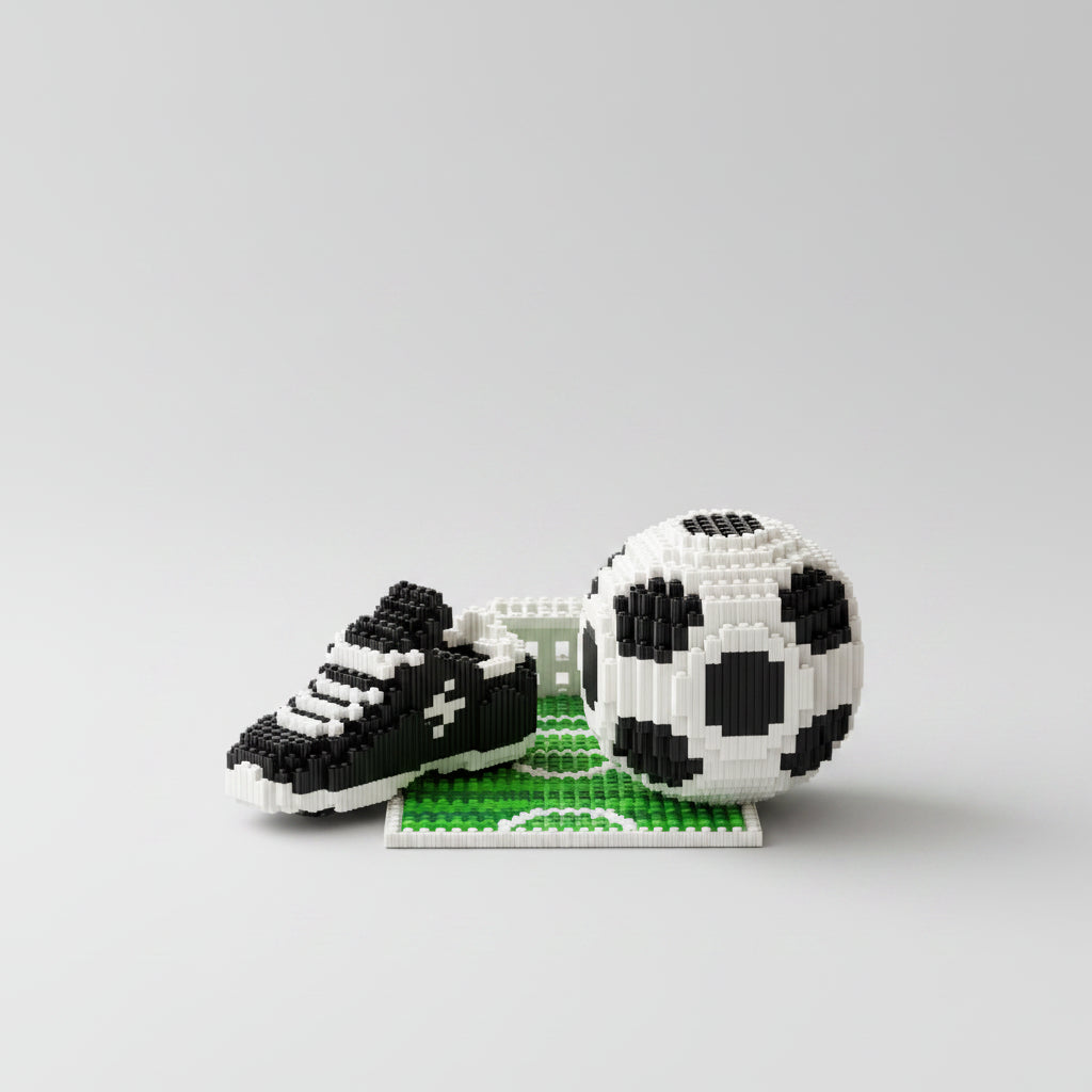 Voetbal schoen op veld | Bouwsteentjes